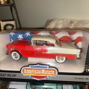 American Muscle Red and White Chevrolet Bel Air Model Car